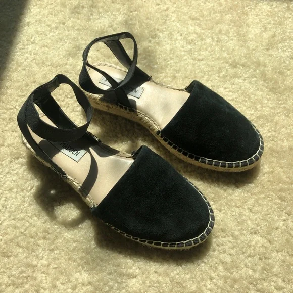 Steve Madden Black Suede Espadrilles Size 6.5 - Picture 1 of 6